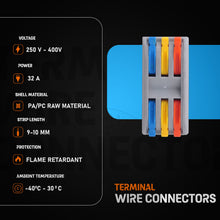 3 Way Electrical Connectors Wire Block Clamp Clips Fast Cable Reusable Lever~2038