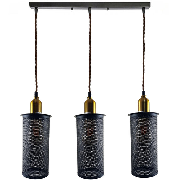 Industrial Vintage Retro Metal 3 Head Pendant Ceiling Lampshade Chandelier E27 Holder~3796