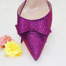 2023 New Arrivals Special Design Purple Color African Women Shoes and Bag Set