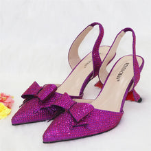 2023 New Arrivals Special Design Purple Color African Women Shoes and Bag Set