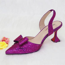 2023 New Arrivals Special Design Purple Color African Women Shoes and Bag Set