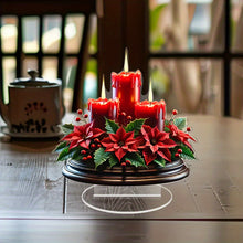 Acrylic Christmas Candle Centerpiece with Red Poinsettia - Perfect for Home, Office, Cafe & Living Room Decor | Ideal Holiday Gift & Housewarming Present