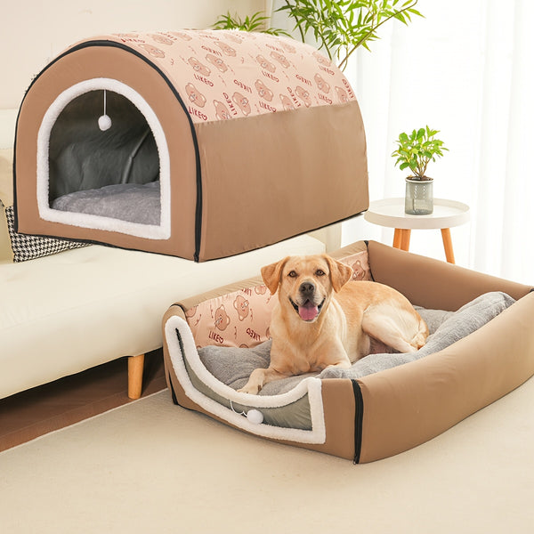 Versatile All-Season Pet Bed - Cozy Indoor/Outdoor Dog & Cat House, Warm Cave Nest for Small to Large Breeds