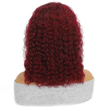 Red Colored 99J Curly Deep Water Wave 13x4 Lace Front Wigs Short Bob 100% Brazilian Human Hair HD Lace Frontal Wig