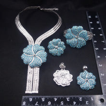 SYHOL Women Jewelry Set 24K Gold Plated Original Brass Necklace with Rhinestone Pendant Earrings Luxury Wedding Silver Jewelry
