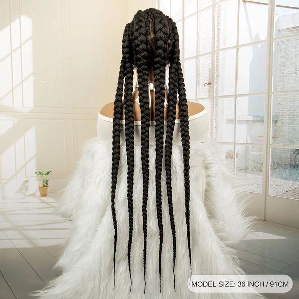 36 inches Synthetic Full Lace Wig for Black Women Braided Wig Lace Frontal Box Braids Wig Women Synthetic Braided