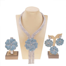 SYHOL Women Jewelry Set 24K Gold Plated Original Brass Necklace with Rhinestone Pendant Earrings Luxury Wedding Silver Jewelry