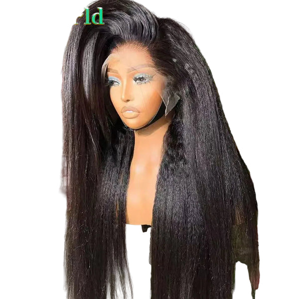 Kinky Straight 13x6 HD Lace Invisible Drawstring Strap 360 Full Lace Glue less Wig Human Hair