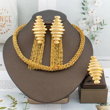 African Fashion Earrings Necklace Ring Jewelry Set for Women Luxury Gold Color Tassel Earrring 8 Shape Design Italy Wedding Gift