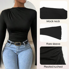 Mia Muse Women's Bodysuits Autumn Korean Solid Color Long Sleeve Round-Neck Casual Jumpsuits & Playsuits