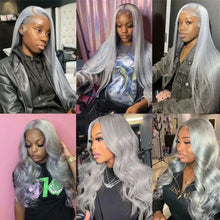 Silver Grey Color Body Wave Lace Front Wig 13x4 Hd Transparent Lace Front Human Hair Wigs Brazilian Hair Colored Wigs For Women