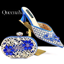 QUEENA YAN 2025 INS FANTATIC BLUE Rhinestone-encrusted Sex Ladies Shoes / MATCHING  SPARKING MINI BAG (SPECIAL COLLECTION)