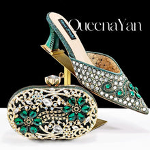 QUEENA YAN 2025 INS FANTATIC BLUE Rhinestone-encrusted Sex Ladies Shoes / MATCHING  SPARKING MINI BAG (SPECIAL COLLECTION)