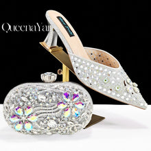 QUEENA YAN 2025 INS FANTATIC BLUE Rhinestone-encrusted Sex Ladies Shoes / MATCHING  SPARKING MINI BAG (SPECIAL COLLECTION)