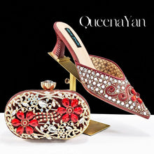 QUEENA YAN 2025 INS FANTATIC BLUE Rhinestone-encrusted Sex Ladies Shoes / MATCHING  SPARKING MINI BAG (SPECIAL COLLECTION)