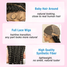 36 inches Synthetic Full Lace Wig for Black Women Braided Wig Lace Frontal Box Braids Wig Women Synthetic Braided