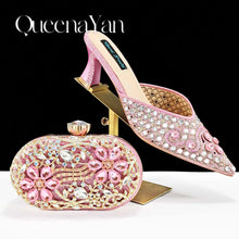 QUEENA YAN 2025 INS FANTATIC BLUE Rhinestone-encrusted Sex Ladies Shoes / MATCHING  SPARKING MINI BAG (SPECIAL COLLECTION)