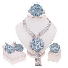 SYHOL Women Jewelry Set 24K Gold Plated Original Brass Necklace with Rhinestone Pendant Earrings Luxury Wedding Silver Jewelry