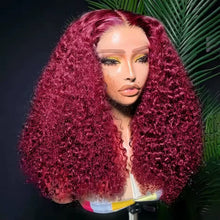 Burgundy 99J Deep Wave Short Bob Wigs 100% Human Hair Wig Water Curly Wig Baby Hair 3x4 Lace Front Human Hair Wig For Women