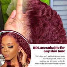 Burgundy 99J Deep Wave Short Bob Wigs 100% Human Hair Wig Water Curly Wig Baby Hair 13x4 Lace Front Human Hair Bob Wig For Women