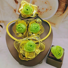 Woman Necklace Unique Gold Color Copper Cuff Jewelry Set Fashion Necklace Earring Ring Bracelet Wedding 38 Women's Day Gift