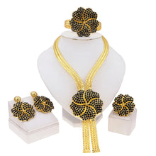 SYHOL Women Jewelry Set 24K Gold Plated Original Brass Necklace with Rhinestone Pendant Earrings Luxury Wedding Silver Jewelry