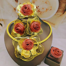 Woman Necklace Unique Gold Color Copper Cuff Jewelry Set Fashion Necklace Earring Ring Bracelet Wedding 38 Women's Day Gift