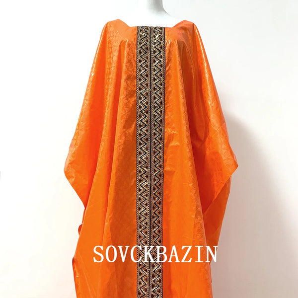 Basin African Dresses For Women 2022 New Elegant Traditional Bazin Riche Brocade Robe Nigeriaa Baya Turkey Luxury Wedding Dress