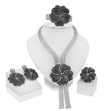 SYHOL Women Jewelry Set 24K Gold Plated Original Brass Necklace with Rhinestone Pendant Earrings Luxury Wedding Silver Jewelry