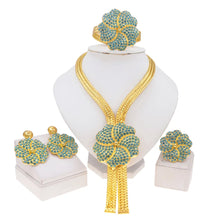 SYHOL Women Jewelry Set 24K Gold Plated Original Brass Necklace with Rhinestone Pendant Earrings Luxury Wedding Silver Jewelry