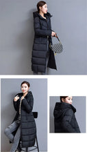Winter Hooded Jacket Over The Knee Long Thick Women's Slim-Fitting Down Padded