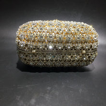 Women Gold Color Flower Rhinestones Clutch Bags Crystal Evening Purse Stones Metal Clutches Small Minaudiere Handbag Wedding Bag