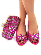 Ladies Italian Leather Shoe and Bag Set Blue Color Italian Shoe with Matching Bag Set 2022 Nigerian Shoes and Bag Set for Party