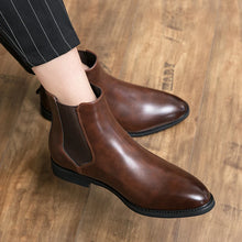 Winter Ankle Chelsea Leather Pointed Toe Boots For Men