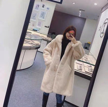 Winter Women's Faux Rabbit Fur Coat Hooded Thick And Plush Jacket