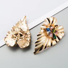 Gold Color Large Leaf Earrings Women's Statement Earrings 2021 Large Antique Pendant Earrings Bohemian Fashion Women's Jewelry