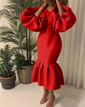 Women Maxi Dresses Long Lantern Dress Christmas V Collar Bodycon Sexy Shiny Celebrate Occasion African Robes Birthday Event