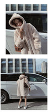 Winter Women's Faux Rabbit Fur Coat Hooded Thick And Plush Jacket