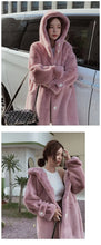 Winter Women's Faux Rabbit Fur Coat Hooded Thick And Plush Jacket