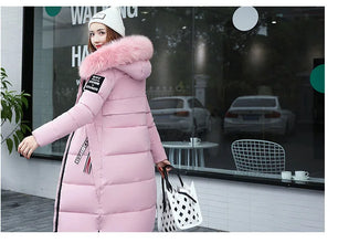 Women's Down Winter Big Fur Collar Hooded Jacket