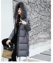 Women's Down Winter Big Fur Collar Hooded Jacket