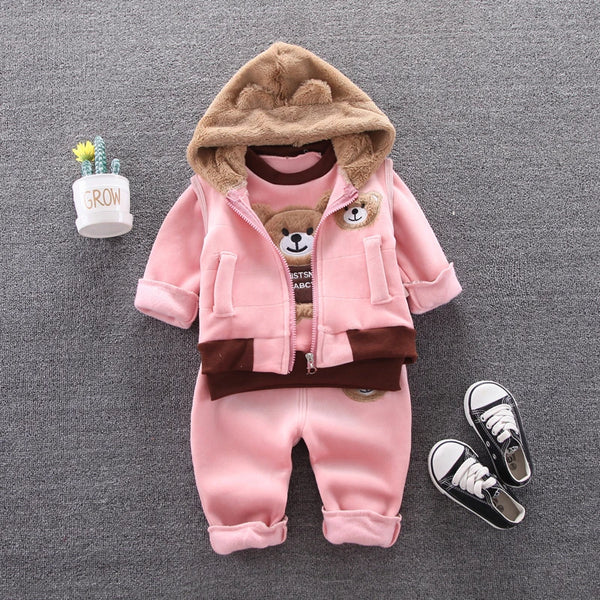 3pc/Set Animal Bear Baby Set For Newborn Winter Infant Clothing Sets Super Keep Warm Baby Girl Clothes Kids Sport Suit Outfits