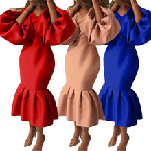 Women Maxi Dresses Long Lantern Dress Christmas V Collar Bodycon Sexy Shiny Celebrate Occasion African Robes Birthday Event