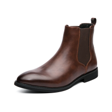 Winter Ankle Chelsea Leather Pointed Toe Boots For Men
