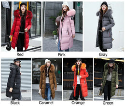 Women's Down Winter Big Fur Collar Hooded Jacket