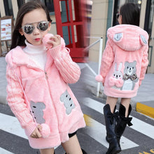 4-12 Years Winter Girls Jackets Keep Warm Thicken Christmas Coat 2023 Autumn Hooded Zipper Thickened Long Outerwear Kids Clothes