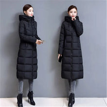 Winter Hooded Jacket Over The Knee Long Thick Women's Slim-Fitting Down Padded