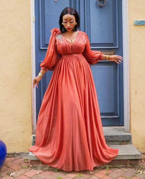 African Dresses for Women Spring Autumn African Women Long Sleeve Plus Size Long Dress Maxi Dress African Clothes Women S-5XL