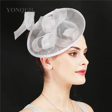 Formal Women Wedding Chuch Hat Bride Mariage Chapeau Ladies Party Occasion Derby Fascinator Sinamay Hat With Headband Accessory