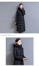 Winter Hooded Jacket Over The Knee Long Thick Women's Slim-Fitting Down Padded